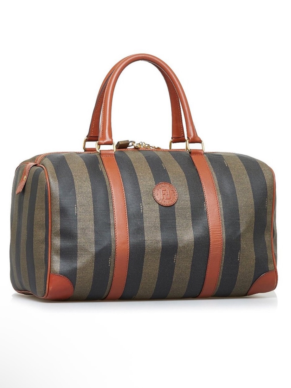 Fendi Vintage Pequin Striped Boston Bag Overnight Duffel - Picture 1 of 14